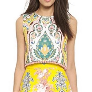MSGM Paisley Print Pom Pom Crop Top Womens size 44 (10/L) Rare Made in Italy